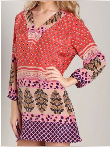 Tolani Red Patterned Silk Dress N261-28